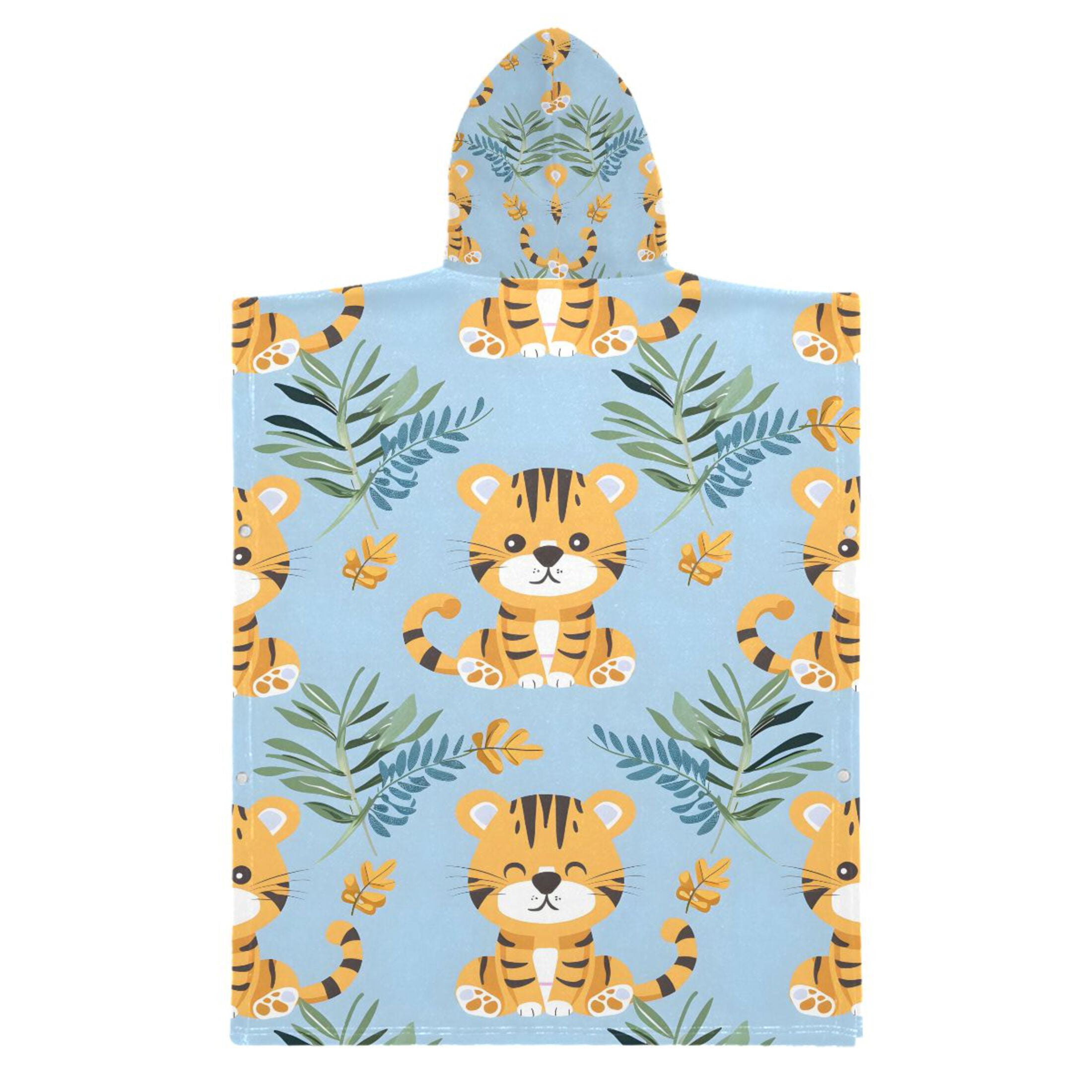 Kid Hooded Beach Towel Bath Poncho Towels Soft Absorbent Quick Dry for Boy Girl Cute Baby Tigers and Leaf S
