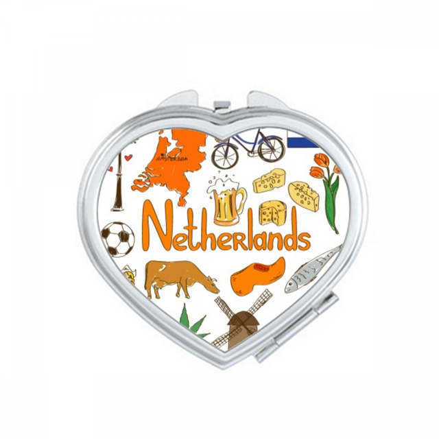 Netherlands Landscap Animals National Flag Mirror Travel Magnification Portable Handheld Pocket Makeup