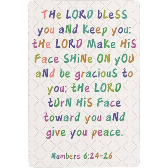 Inspirational Bible Verse Numbers 6:24-26 Tin Plaques Wall Decor Colorful The Lord Bless You Hanging Posters Prints Decorative Suitable For Christian Wall Decor For Home Nursery Gift 8x12 Inch