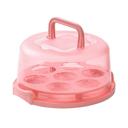 

Decor Store 2Pcs Cake Carrier Dust Proof Handheld 7 Cavity Visible Design Cake Holder Baking Supplies