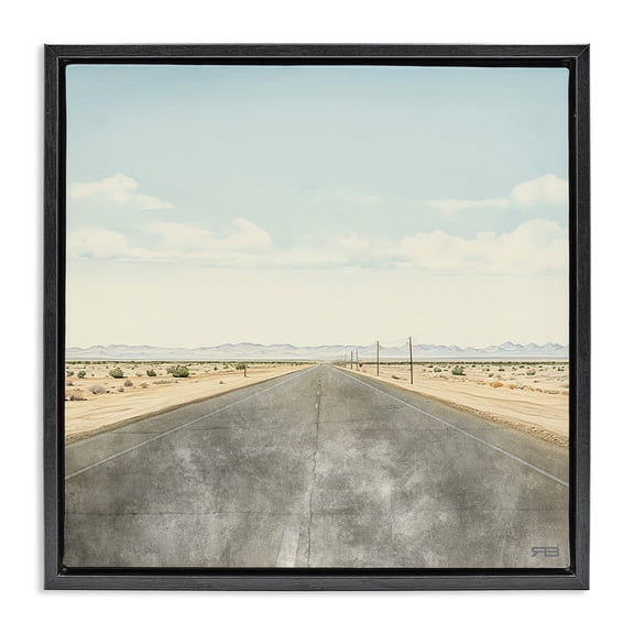 Stupell Industries Modern Desert Horizon Highway Black Floating Frame Canvas Art, 18 x 18, by RB