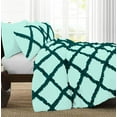 thumbnail image 3 of 1 Piece Luxury Two Tone Diamond Ruffle Pattern Comforter Super Soft, All Season 800 Thread Count, 100% Egyptian Cotton, Twin/Twin XL Size Aqua Blue-Teal Color, 3 of 4