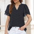 thumbnail image 4 of VBTAPA Sales of The Day! Womens Dressy Chiffon Blouses Summer Puff Petal Short Sleeve Shirts V Neck Casual Work Tops Black XXL, 4 of 5