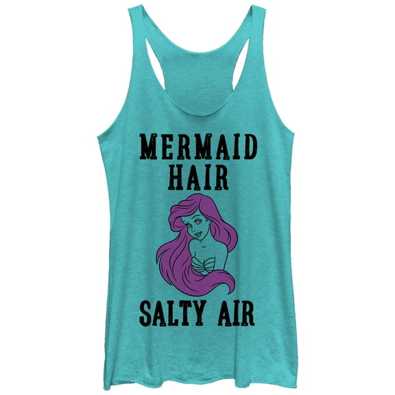 Women's The Little Mermaid Ariel Mermaid Hair Racerback Tank Top Tahiti Blue Large