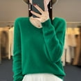 thumbnail image 6 of New 100% Merino pure wool sweater in autumn and winter women‘s V-neck knitted long-sleeved solid color warm sweater, 6 of 7