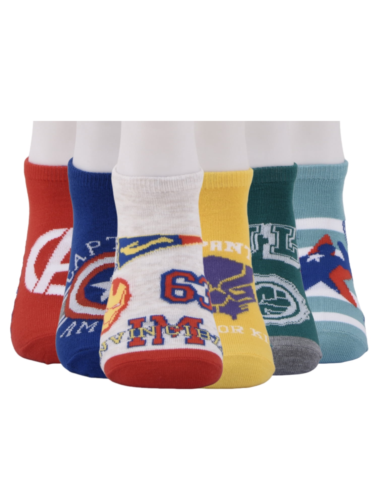 Avengers No Show Socks, 6-Pack, Sizes M Boys