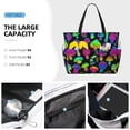 thumbnail image 2 of Wukai Bright Mushrooms Print Zipper Bag,large Beach Tote Bag,Waterproof Sandproof Bag,Grocery and Picnic Tote Travel Bag, 2 of 5
