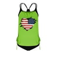 thumbnail image 4 of Ynynloco Women's Plus Size American Flag Graphic Two-Piece Tankini Tummy Control Swimsuits Tankini Tank Top Sets Swimwear, 4 of 5