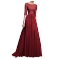 thumbnail image 1 of WTXUE Robes d'Uniforme, Robes de Banquet à Manches Courtes Vestidos Casuales Para Mujer Col Rond, Robe à Paillettes pour Femme Robe de Fête Col en V Robe Unie Maxi Grande Taille pour Femme, Rouge Taille TTG, 1 of 7