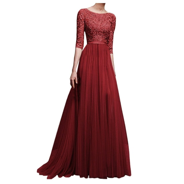 WTXUE Robes d'Uniforme, Robes de Banquet à Manches Courtes Vestidos Casuales Para Mujer Col Rond, Robe à Paillettes pour Femme Robe de Fête Col en V Robe Unie Maxi Grande Taille pour Femme, Rouge Taille g
