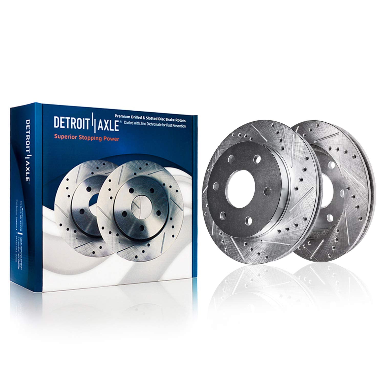 Detroit Axle - 8pc Brake Kit for Chevy GMC Silverado Sierra 1500 Yukon XL Escalade ESV Drilled & Slotted Brake Rotors Ceramic Brakes Pads Replacement : 13.50" inch Front and 13.58" inch Rear Rotor
