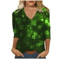 thumbnail image 2 of DDAPJ pyju Plus Size Tops for Women 3/4 Sleeve St Patricks Day Shirts Irish Shamrock Graphic Tees Lucky Clover T-shirt Summer Casual V Neck Tunic Blouse Army Green XXXL, 2 of 5