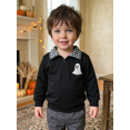 thumbnail image 5 of RUINIXCW Toddler Baby Boy Girl Halloween Sweatshirt Outfit Infant Fall Winter Clothes Embroidery Plaid Lapel Half Zipper Long Sleeve Pullover Tops, 5 of 9