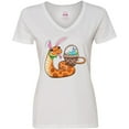 thumbnail image 3 of Inktastic Easter Cute Snake with Basket and Bunny Ears Women's V-Neck T-Shirt, 3 of 5
