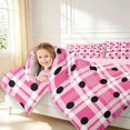 thumbnail image 3 of Manfei Modern Checkered Twin Comforter Sets,Minimalist Polka Dot Bedding Set,Pink White,Pink Reversible,2pcs,1 Comforter and 1 Pillowcase,2pcs,1 Comforter and 1 Pillowcase, 3 of 7