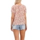 thumbnail image 3 of INSPIRAR CHIC Blusas de Babydoll Florales para Mujeres con Cuello Redondo Plisado, Camiseta Linda de Manga Corta Casual XL Beige, 3 of 6