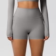 thumbnail image 5 of Women's High Waisted Yoga Shorts with Pockets – 3" High Stretch Tight Athletic Shorts for Running, Workout & Fitness, Side Pocket for Phone, Tummy Control Booty Lift Light Gray L, 5 of 8
