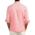 thumbnail image 4 of New Men's Linen Long Sleeve T Shirt Solid Color Loose Casual Breathable Shirt Cotton Mens Shirts Designer Lightweight Streetwear, 4 of 4