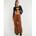 thumbnail image 3 of Wangsaura Women's Casual Pants, Solid Color Loose Fit Drawstring Cargo Trousers, 3 of 3
