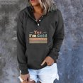 thumbnail image 1 of ICHUANYI Clearance Women Long Sleeves Casual Printing Crewneck Sweatshirt Loose Hooded Drawstring Pocket Tops(Black, M) ICHUANYI WER2023081006021, 1 of 5