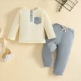 thumbnail image 2 of TOWED22 Toddler Baby Girl Fall Clothes Long Sleeve Shirt Tops and Bell Bottoms Pants 2 Piece Outfits for Girls Size:18-24 M,Color:Sky Blue, 2 of 6