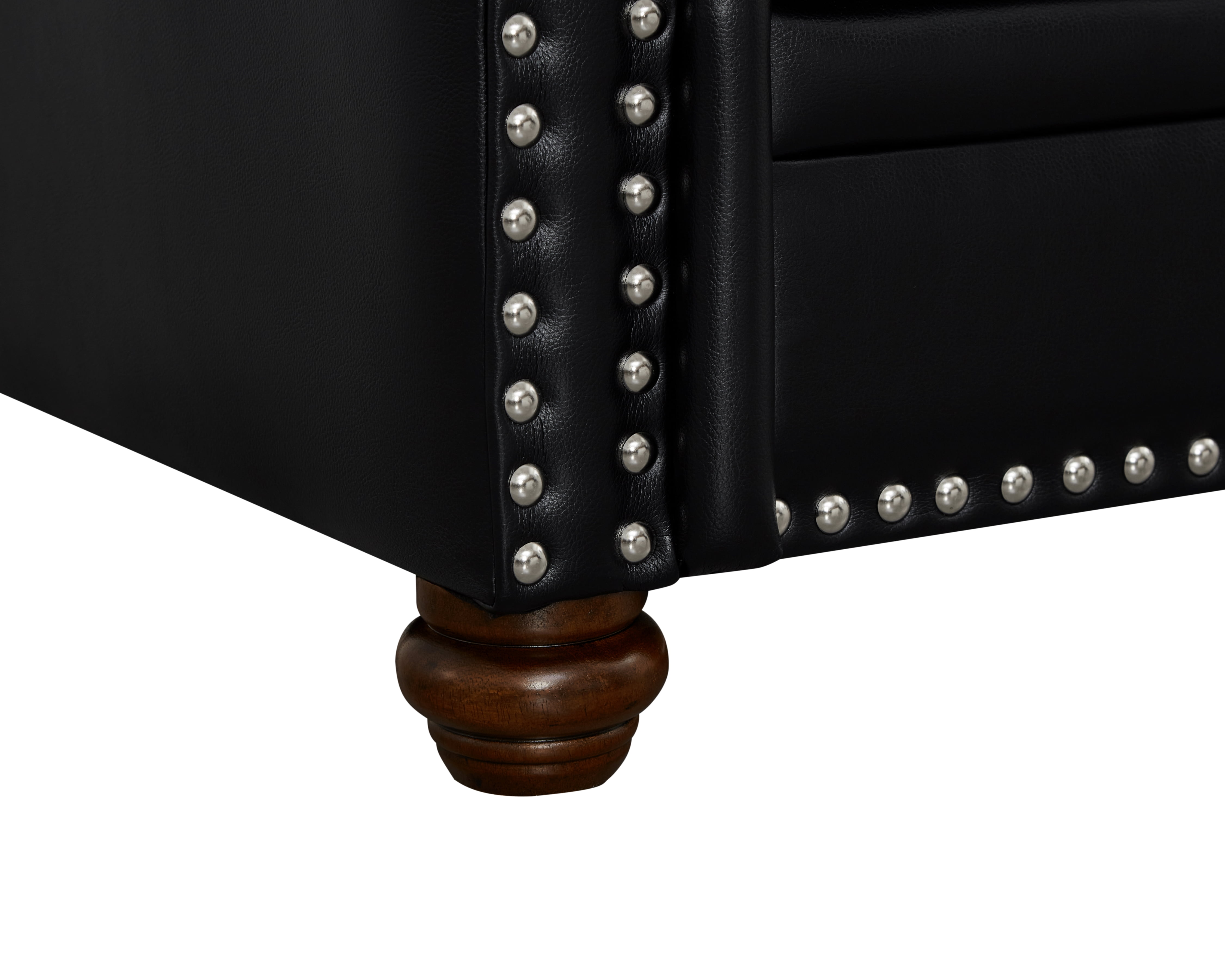Classic Faux Leather Loveseat Small Sofa Couch with Nailhead Trim and Removable Cushions for Living Room Office Apartment