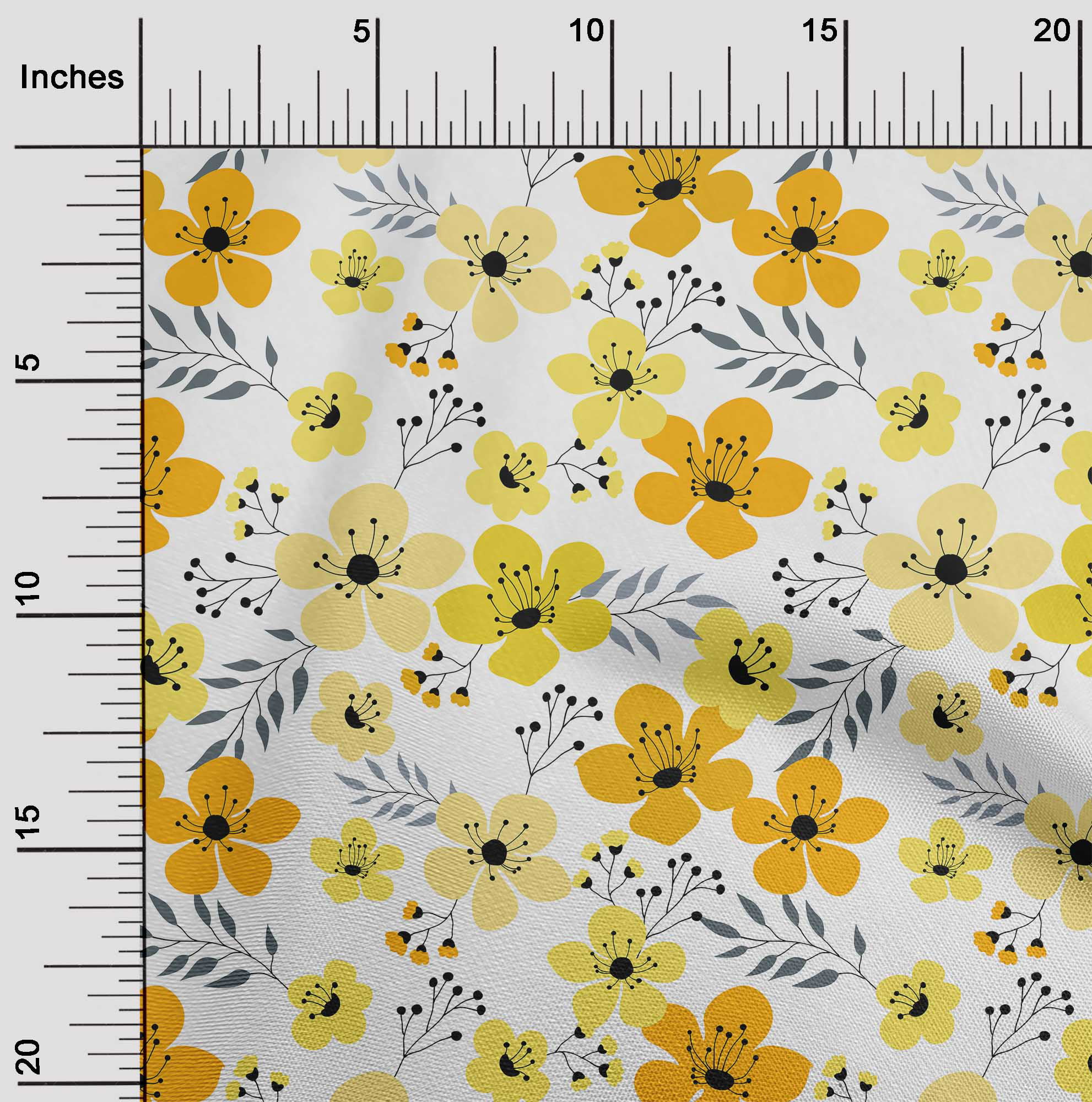 Sublimation Cut & Sew Dress White Retro Yellow/Blue 60s Flower Print