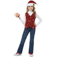 thumbnail image 4 of Kids Christmas Elf Outfit Sleeveless Vest Girls Tutu Dress Hat Outfit Set Dress Up Clothes Girls Christmas Outfits 8-10 Years, 4 of 9