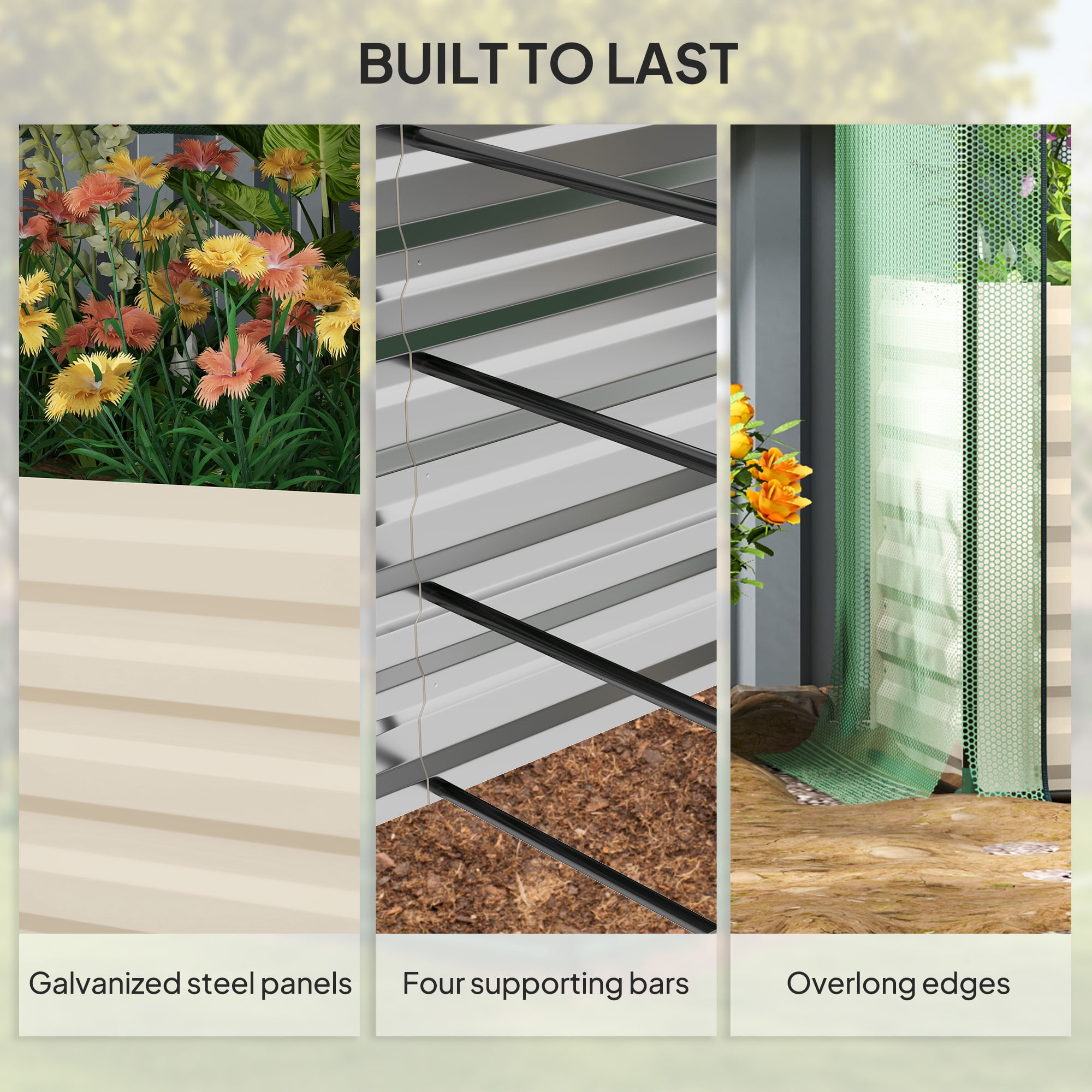 Galvanized Steel Planter Box, Crop Cage and Shade Cloth with Raised Garden Bed