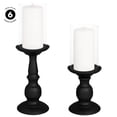 thumbnail image 3 of Koyal Wholesale Matte Black Metal Pillar Candle Holders | Rustic Candle Holder, Hurricane Glass Included, Set of 6, 3 of 5