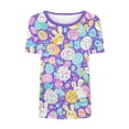 thumbnail image 4 of WHLBF UTTOASFAY Easter Tops for Women Easter Bunny Egg Print Short Sleeve Round Neck Summer Casual T-Shirt Easter Gift for Her Top Purple S, 4 of 5