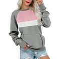 thumbnail image 2 of Antinious Sweatshirt for Women Solid Long Sleeve Crewneck Pocketed Pullover Going Out Tops, Sweatshirt for Women,Tops for Women Trendy,Gray,S, 2 of 5