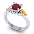 thumbnail image 2 of 2.50 Carat Fine Round Cut Red Ruby & Citrine Gemstone Three Stone Engagement Ring for Women Solid 18K White Gold Size 7 by Diamond-Capitals, 2 of 8