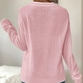 thumbnail image 2 of Women's Christmas Sweater Bow Printed Long Sleeve Crewneck Cable Knit Pullover Tops Pink 2XL, 2 of 8