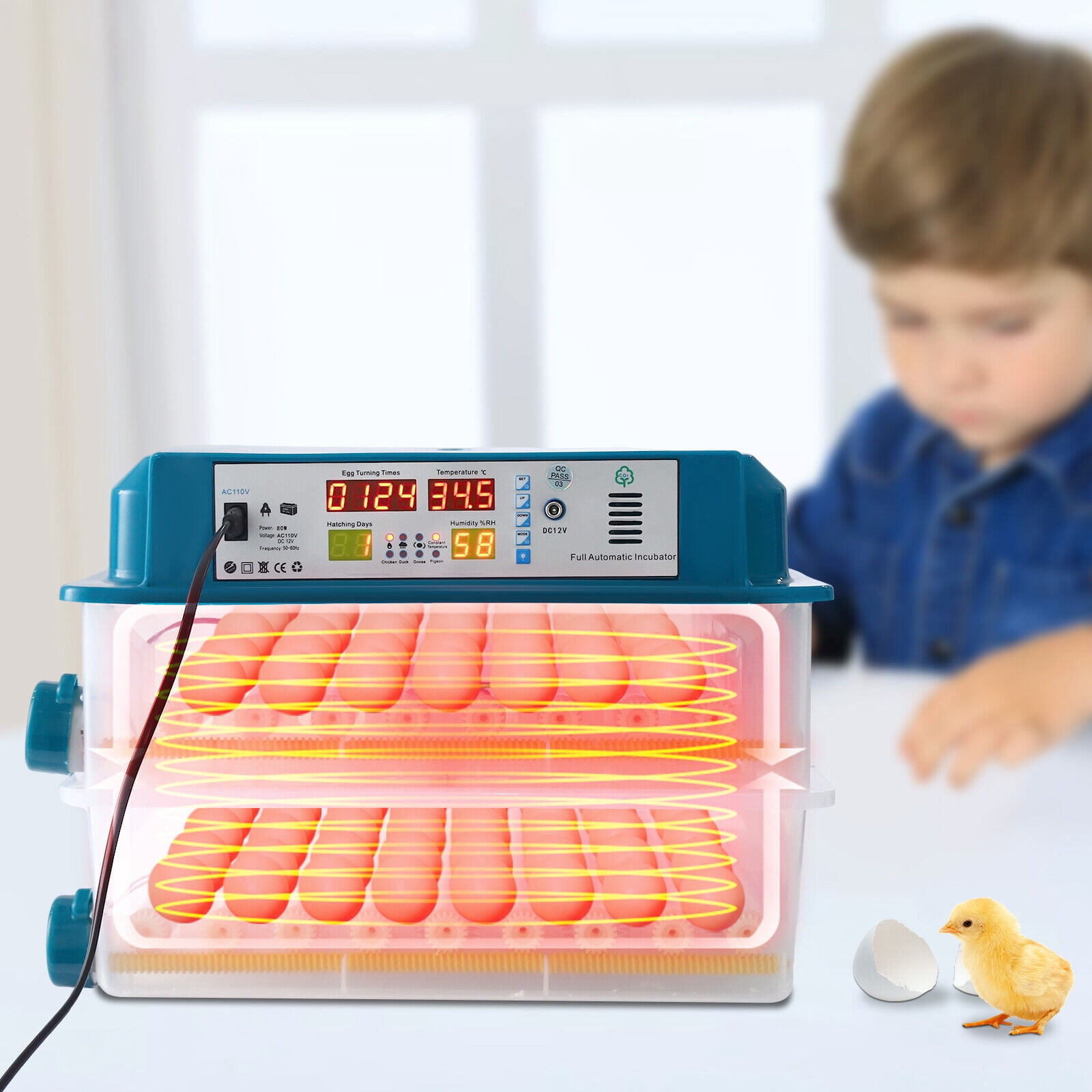 120 Egg Incubator Poultry Hatcher with Fully Automatic Egg Turning  for Chickens