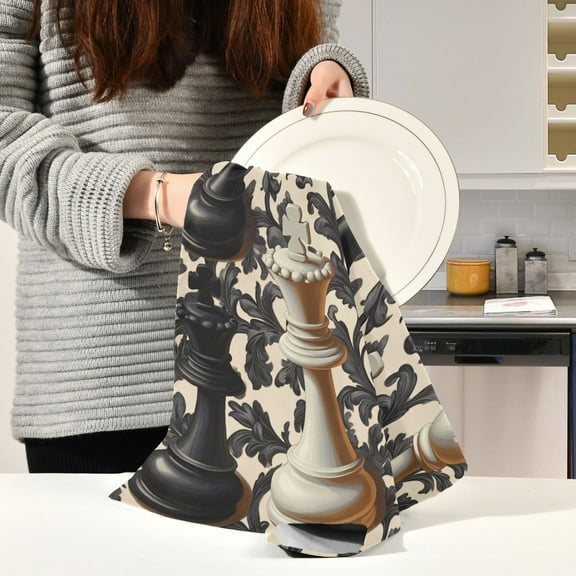 BZSMCE Kitchen Towels Creative Black and White Checkers Pattern Pattern Durable Kitchen Towel