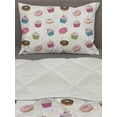 thumbnail image 3 of Bakery Comforter & Sham Bedding Set, Hand Drawn Colorful Cartoon Abstract Cupcakes Donuts Desserts and Star Motifs, 3 pcs Duvet Set Microfiber Filling Quilt, 5 Sizes, Ivory Multicolor, by Ambesonne, 3 of 4