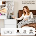 thumbnail image 5 of FANRAL Curved Wood Vanity with LED Frame Mirror,Built-in Power Outlet & 8 Drawers,Open Shelves Dressing Table with Large Storage for Bedroom,White Vanity, 5 of 9