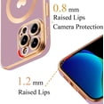 thumbnail image 3 of for iPhone 12 Pro Max Case Compatible with MagSafe, Luxury Love Heart Soft Phone Case, Full Camera Lens Protection Magnetic Case for iPhone 12 Pro Max for Women Girls (6.7") - Light Purple, 3 of 12