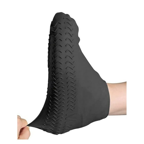 Cubrecalzado Impermeable de Silicona Para Lluvia, Tenis Zapatos y Botas, Protector Antideslizante, Negro (Negro)