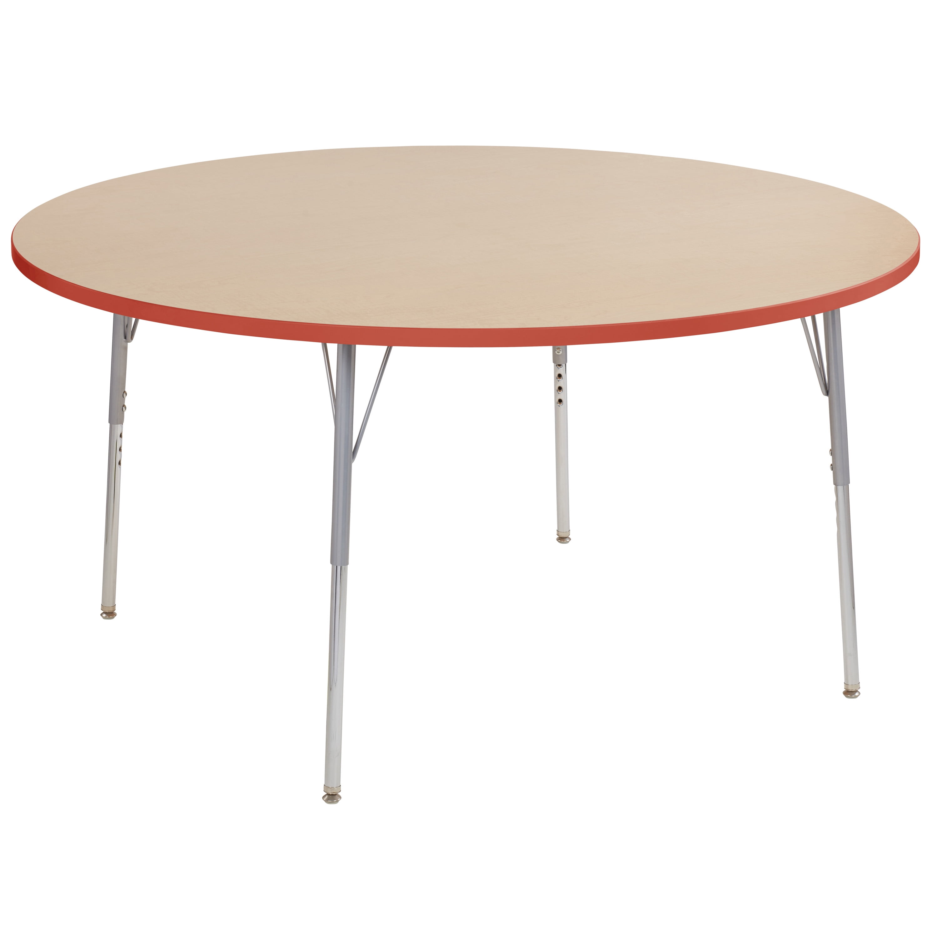 Ecr4kids 60in Round Contour Thermo Fused Adjule Activity Table Maple Tangerine Silver Standard Swivel