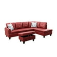 thumbnail image 2 of Hommoo Faux Leather 4-Seat Couch, L Shaped Sectional Couches and Sofas, Modern Living Room Furniture Sets Sectional Sofa Set, Red(No Ottoman), 2 of 9