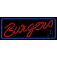thumbnail image 1 of Cursive Burgers With Border LED Neon Sign 13 x 32 - inches, Black Square Cut Acrylic Backing, with Dimmer - Bright and Premium built indoor LED Neon Sign for restaurant window and interior decor., 1 of 7