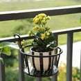 Black Hanging Railing Planters Flower Pot Holders Metal Mounted