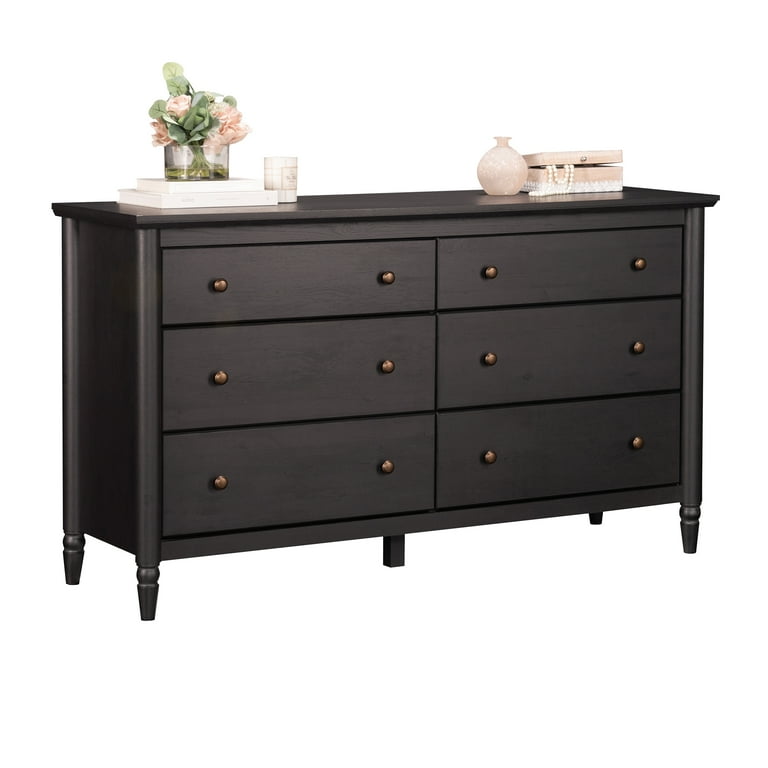 My Texas House Monroe 6-Drawer Dresser, Raven Black Oak Finish