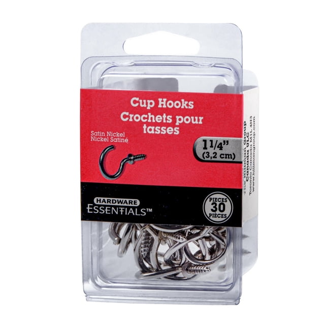 1 1/4" NICKEL CUP HOOK 30PK