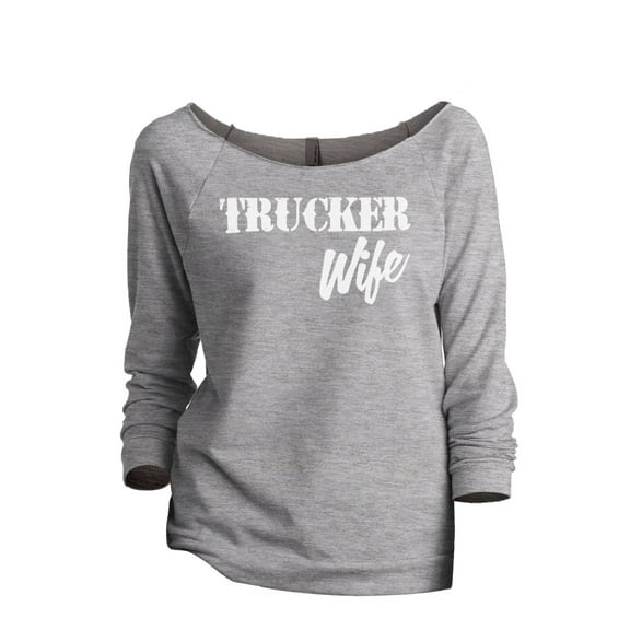Trucker Wife Women's Fashion Slouchy 3/4 Sleeves Raglan Lightweight Sweatshirt Sport Grey Large