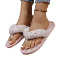 thumbnail image 4 of NexTorq Thong Slippers for Women Flip Flop Slippers House Slippers With Cozy Textured Fleece Upper Fuzzy Plush Lining Open Toe Comfortable Slip On Lightweight Indoor Bedroom Home Shoes Ladies, Beige, 4 of 7