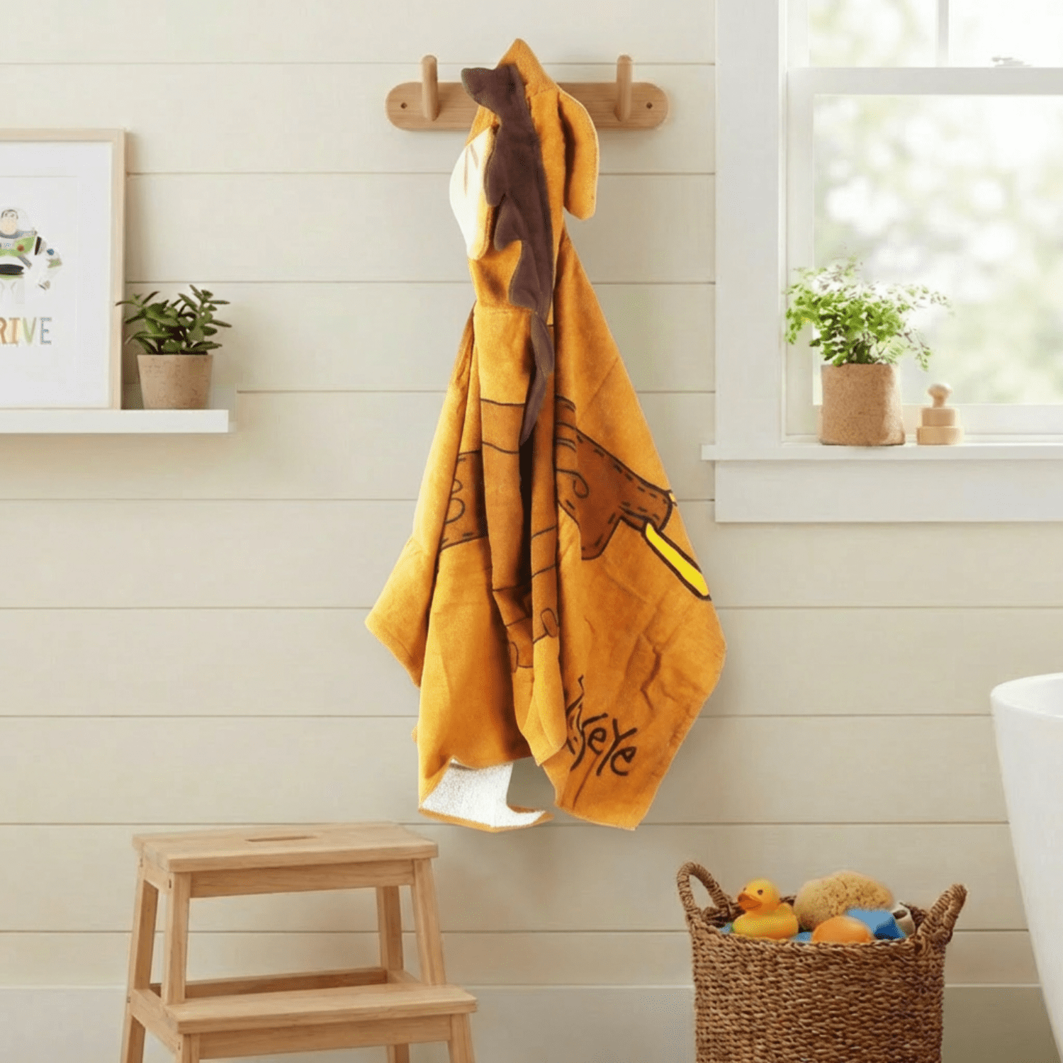 Disney Toy Story Bullseye Kids Hooded Towel, Cotton, Brown, 22" x 51"