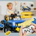 thumbnail image 3 of 2-In-1 12V Kids Ride On Building Block Cars, Electric Truck Car/Kart-Switch Freely, Ride on Toys with Remote Control, Toddler Car with Multifunctional Control Panel, Gift for Boys Girls 2-4, Blue, 3 of 8